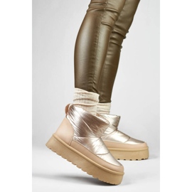 Doposci da donna su plateau, beige e oro J2-38-BR 1