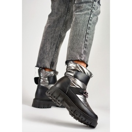 Doposci da donna con catena e velcro, argento metallizzato JH-5SI 1