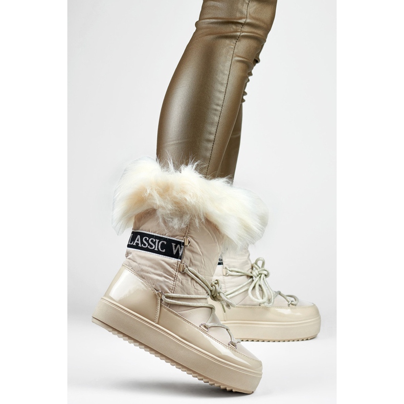 Doposci da donna con pelliccia, beige 5705-4BE 1