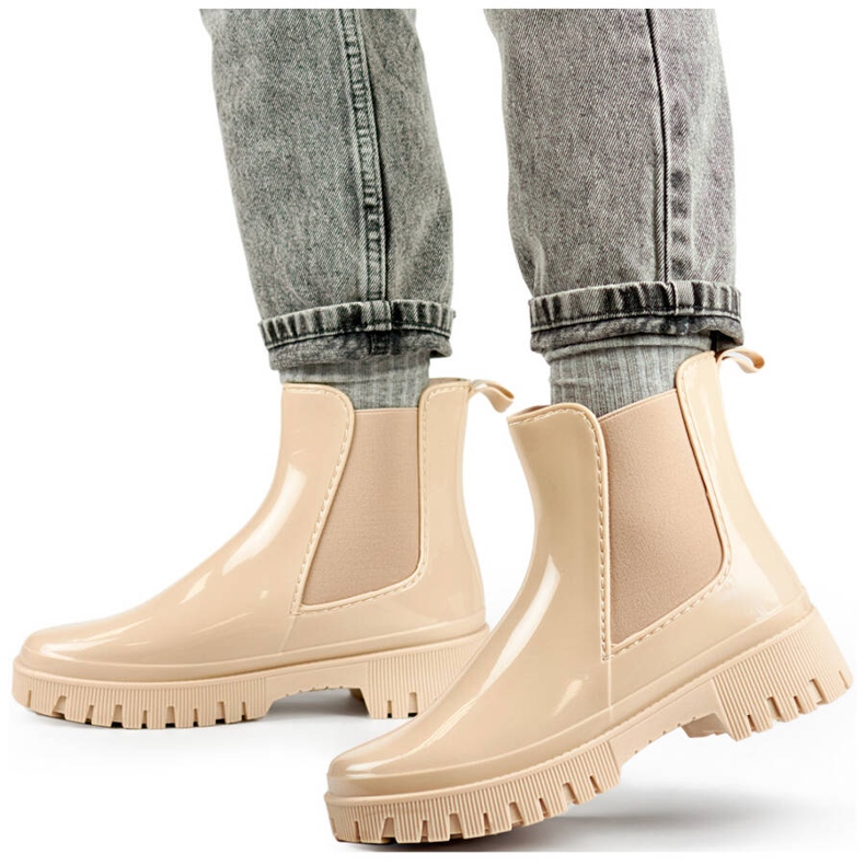 Stivaletti Chelsea da donna con suola spessa, beige YX227-2BE 1