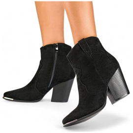 Stivali texani da donna in camoscio con tacco alto, neri A5618B nero 1