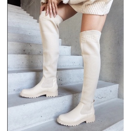 Stivali lunghi beige con tomaia elastica Juanra 1