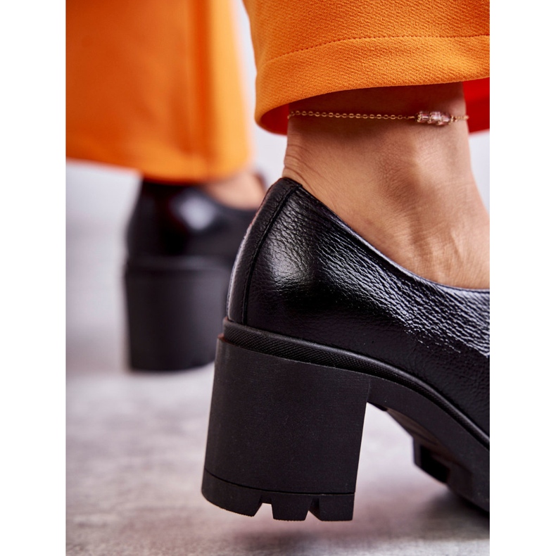 Scarpe con tacco alto Lemar in pelle nera con decorazione dorata nero 2