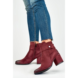 Stivaletti da donna in pelle scamosciata, bordeaux, 260041WI-SU rosso 2