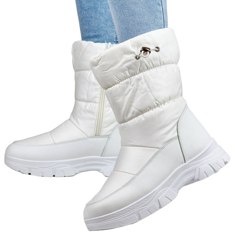 Doposci da donna con risvolto, bianco 3537W bianca 1