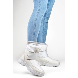 Doposci da donna con chiusura strappo, bianchi 3535W bianco 2