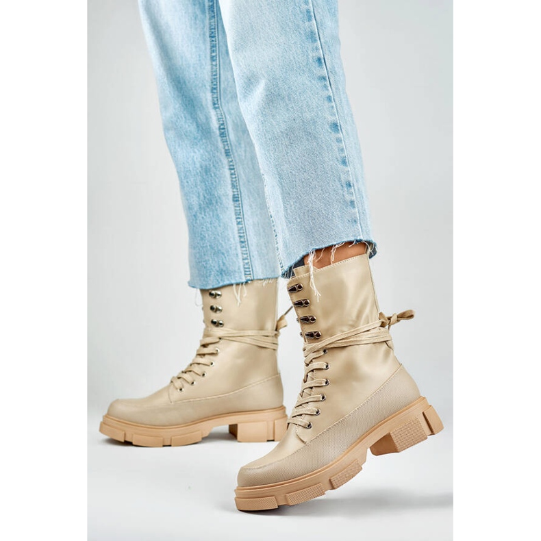 Stivaletti non isolati da donna, beige JH21-31BE 1
