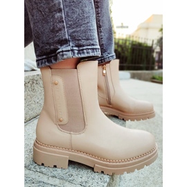 Stivaletti Chelsea da donna con suola spessa, beige Laura La.Fi 250004TA-PU 2