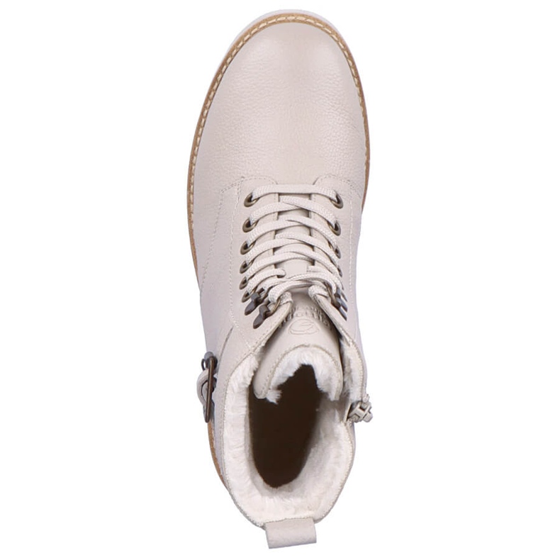 Stivali comodi in pelle con tacco alto isolanti, beige Remonte D0A74-60 2