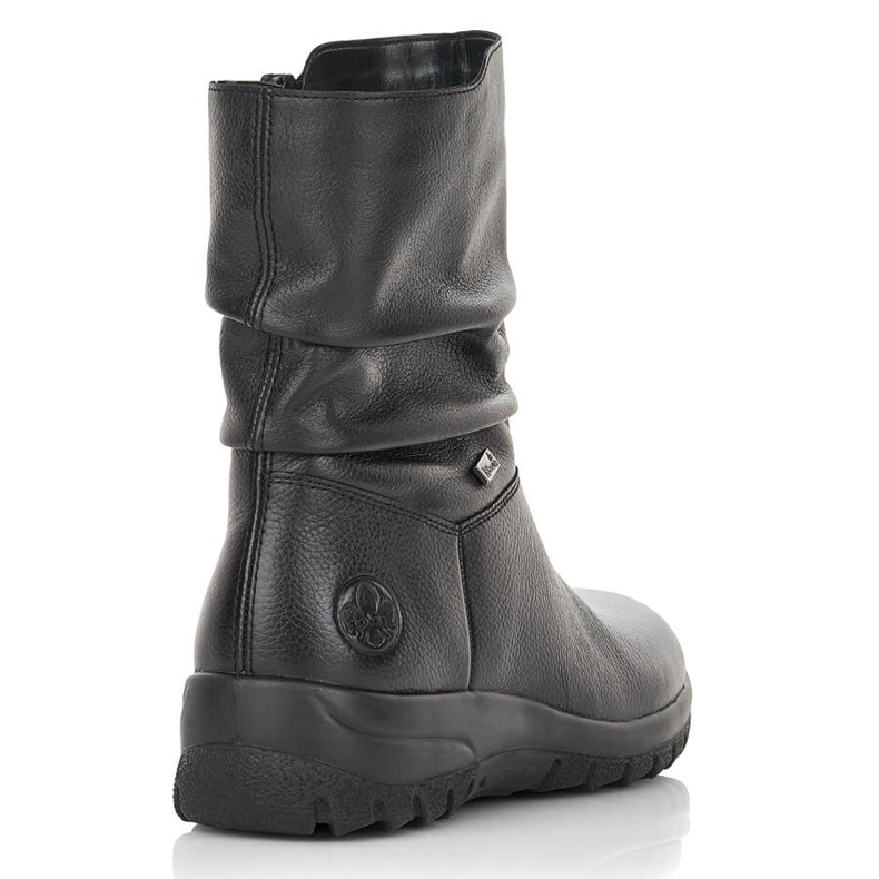 Stivaletti da donna in pelle impermeabile isolati con lana Rieker Tex Z7193-00 nero 2