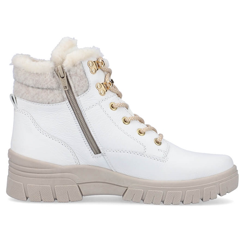 Stivaletti da donna in pelle impermeabili isolati con lana, bianco Remonte D0E71-80 1