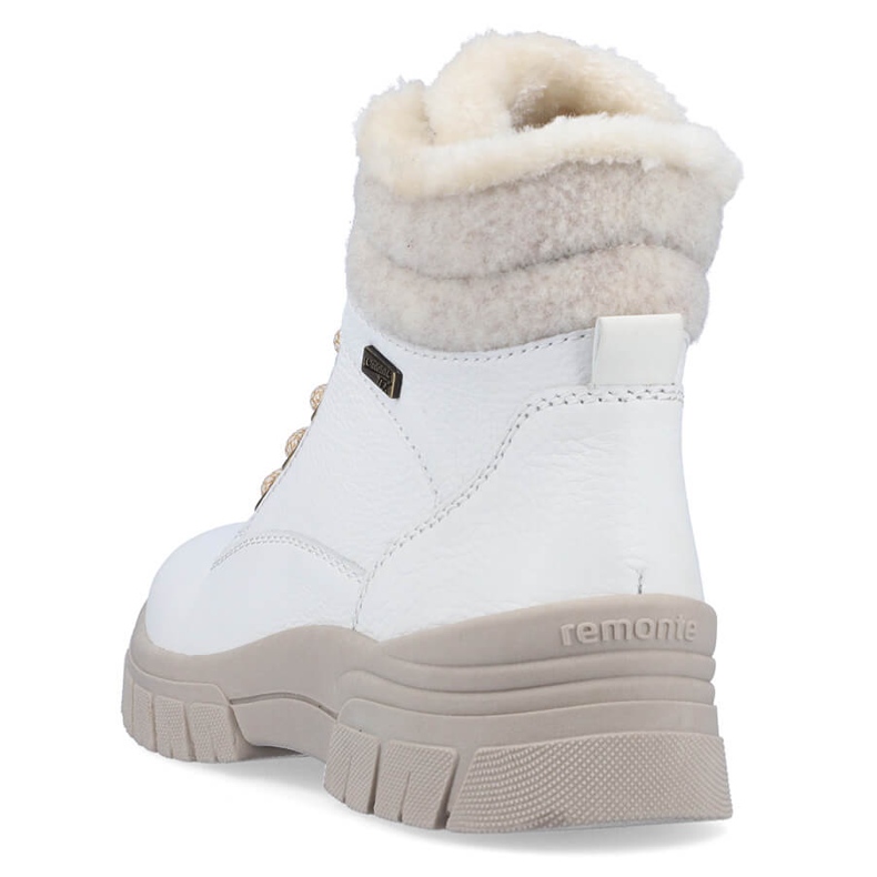 Stivaletti da donna in pelle impermeabili isolati con lana, bianco Remonte D0E71-80 2