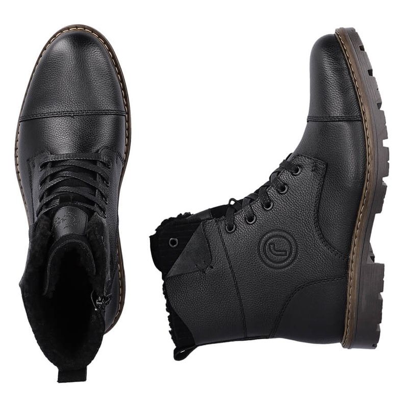 Stivaletti in pelle scarpe da uomo isolate con lana, nero Rieker 32133-00 2
