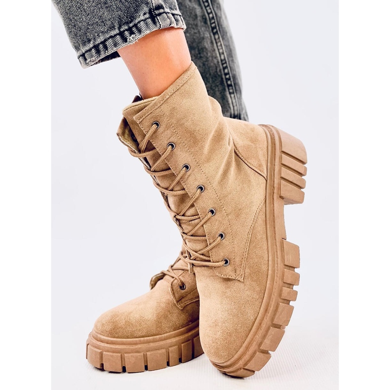 Stivali stringati Kelis Khaki beige 2