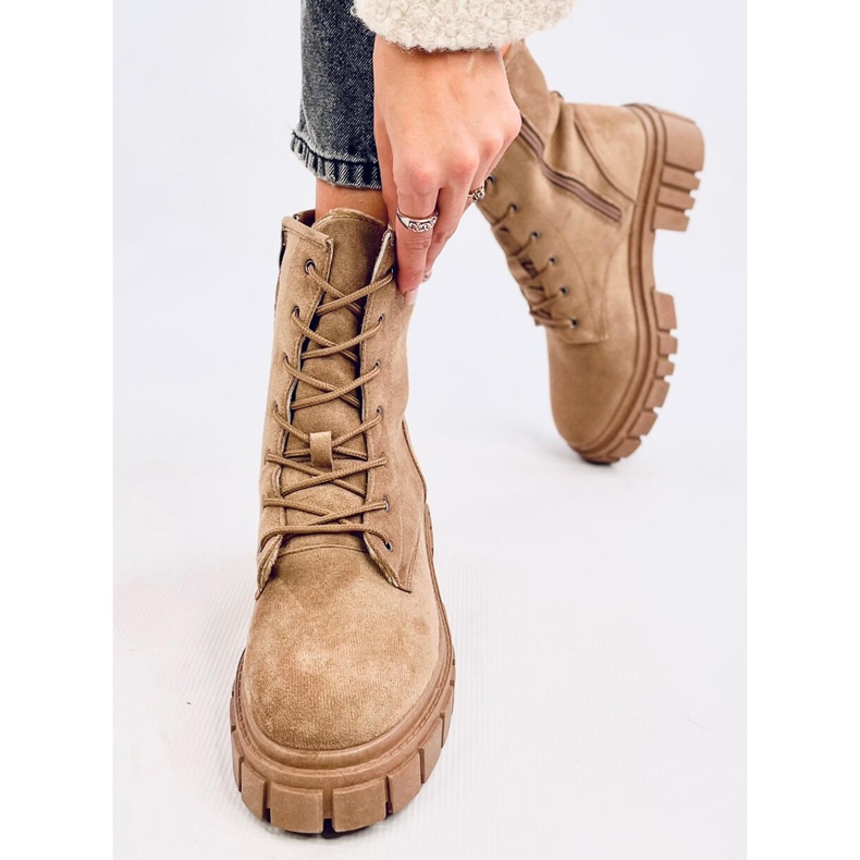 Stivali stringati Kelis Khaki beige 1
