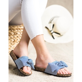 Sandali Vinceza rigati bianco blu 2