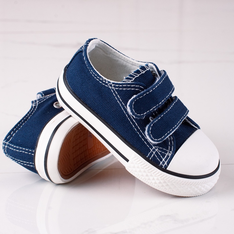 Sneakers da bambino Vico con chiusura in velcro blu navy 2