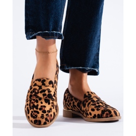 Mocassini da donna in camoscio leopardato di Shelovet beige 1