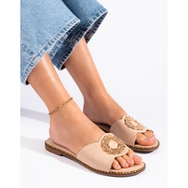 Goodin Ciabatte da donna in camoscio beige 1