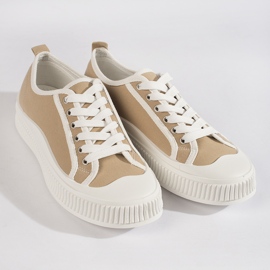 Sneakers da donna beige scuro sulla piattaforma 1