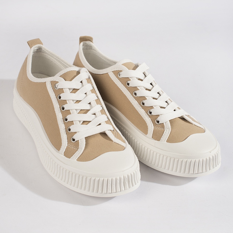 Sneakers da donna beige scuro sulla piattaforma 1
