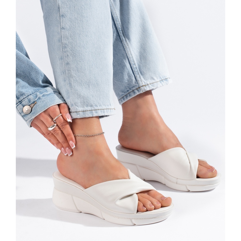 Sandali con zeppa da donna bianchi bianco 1