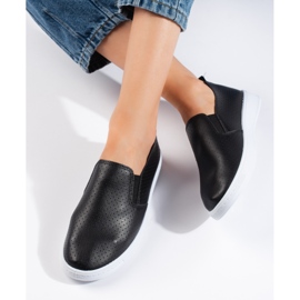 Scarpe slip-on nere traforate nero 1