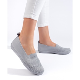 Slip-on da donna in tessuto grigio 1