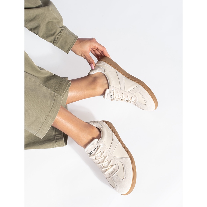 Goodin Sneakers da donna in pelle beige 2