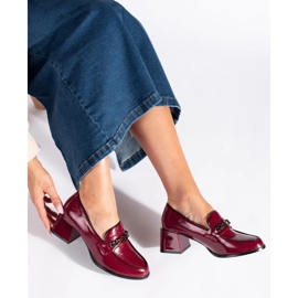 Scarpe con tacco da donna in vernice bordeaux rosso 2