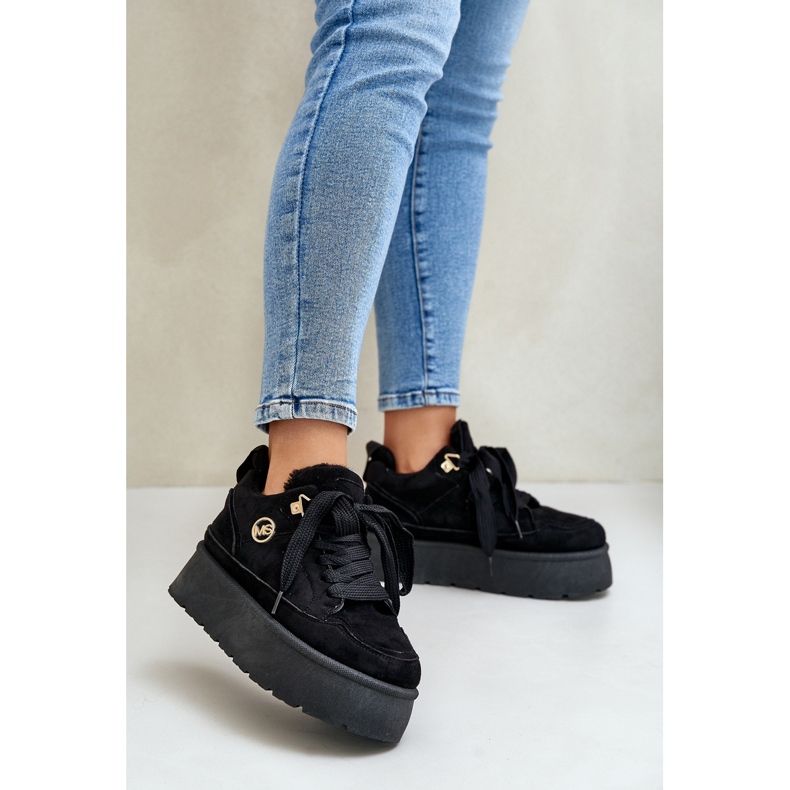 Sneakers da Donna Foderate in Pelliccia sulla Piattaforma Velaririsea Nera nero 2