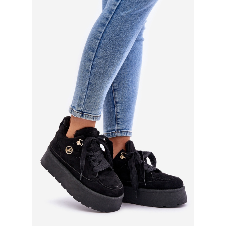 Sneakers da Donna Foderate in Pelliccia sulla Piattaforma Velaririsea Nera nero 1