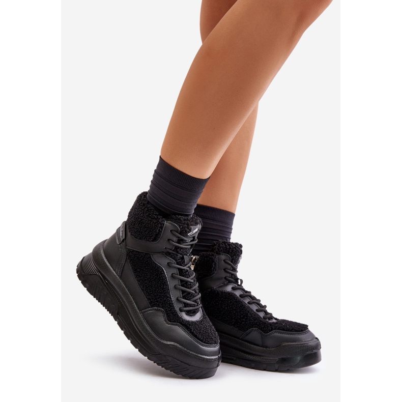 Sneakers Platform Da Donna Con Pelliccia Di Montone Lee Cooper LCJ-24-47-3145 Nere nero 1