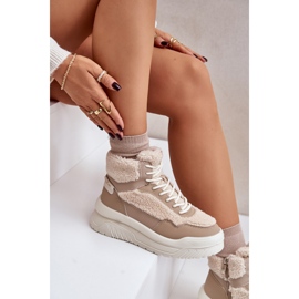 Sneakers da donna con plateau e pelliccia di montone Lee Cooper LCJ-24-47-3146 Beige 2