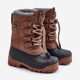 Stivali da neve per bambini alti e caldi con coulisse Lee Cooper LCJ-24-44-2842K Marrone 1