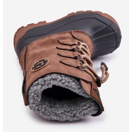 Stivali da neve per bambini alti e caldi con coulisse Lee Cooper LCJ-24-44-2842K Marrone 2