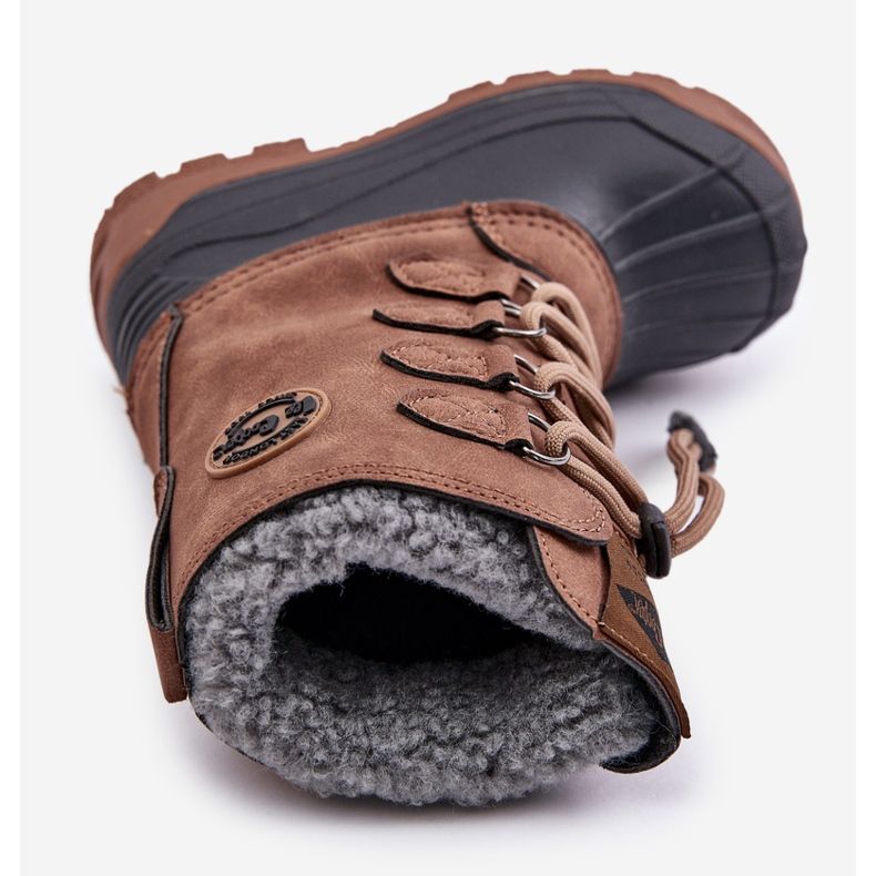 Stivali da neve per bambini alti e caldi con coulisse Lee Cooper LCJ-24-44-2842K Marrone 2