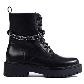 Borsette da donna nere con catena in pelle ecologica nero 1