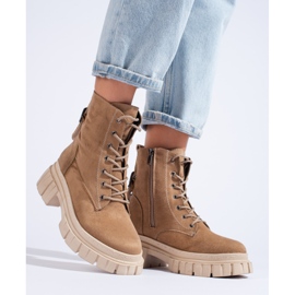 Stivali da donna in suede sulla piattaforma T.SOKOLSKI beige marrone 2