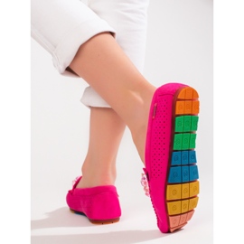Mocassini donna traforati con cristalli Shelovet rosa 2