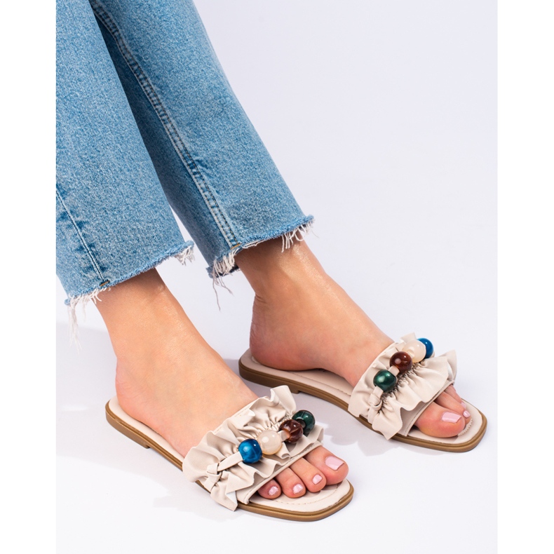 Sandali piatti Shelovet beige da donna 1