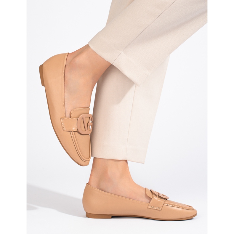 Mocassini senza lacci Shelovet beige da donna 1