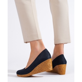 Décolleté con zeppa blu navy 2