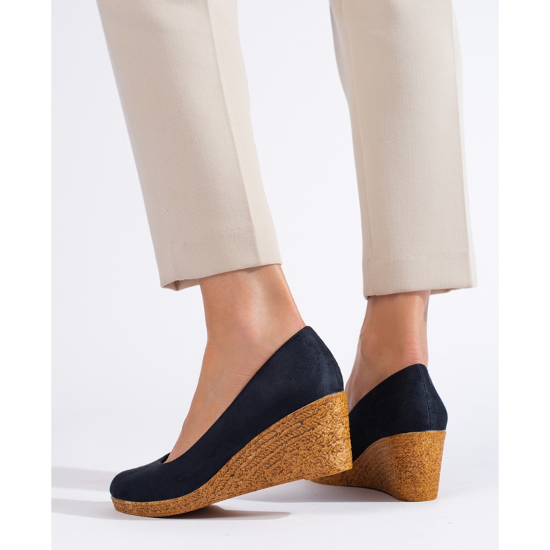 Décolleté con zeppa blu navy 2