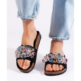 Ciabatte da donna in camoscio nero 1