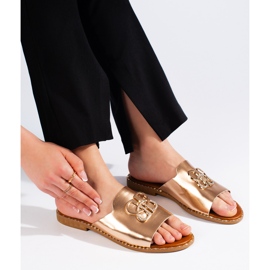 Eleganti infradito da donna color oro d'oro 1