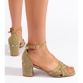 Sandali da donna in camoscio verde 1