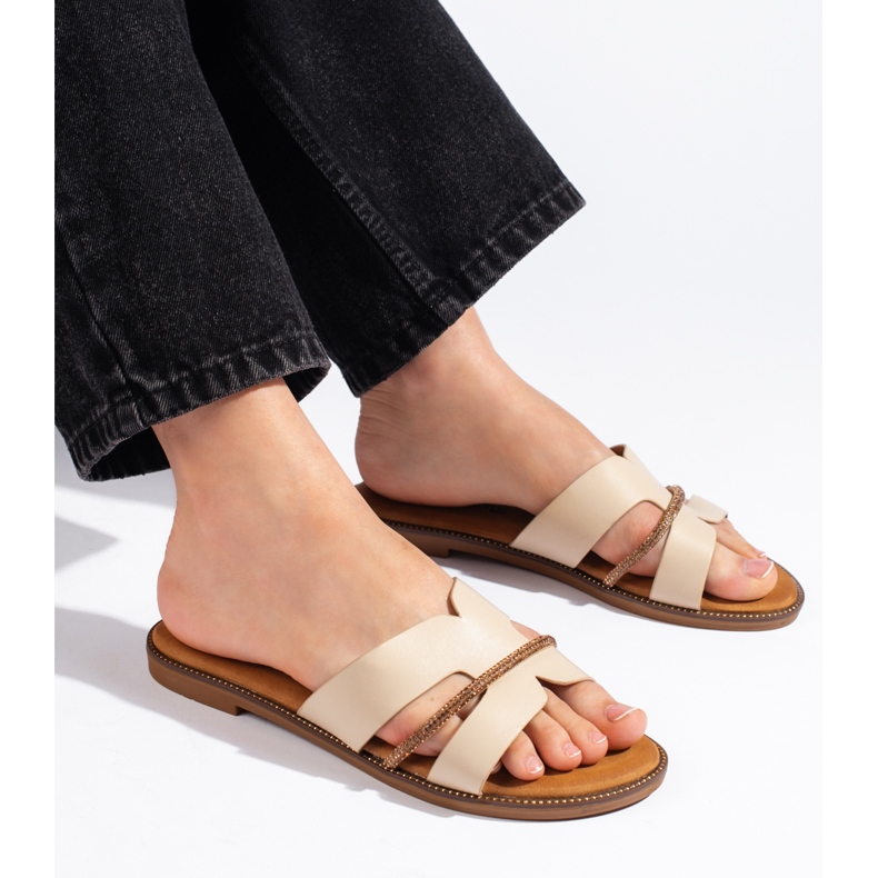Eleganti infradito da donna beige 1