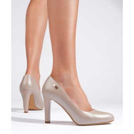 Classiche décolleté beige chiaro con tacco alto di Sergio Leone 1