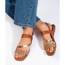 Sandali da donna marroni e oro di Sergio Leone marrone 1